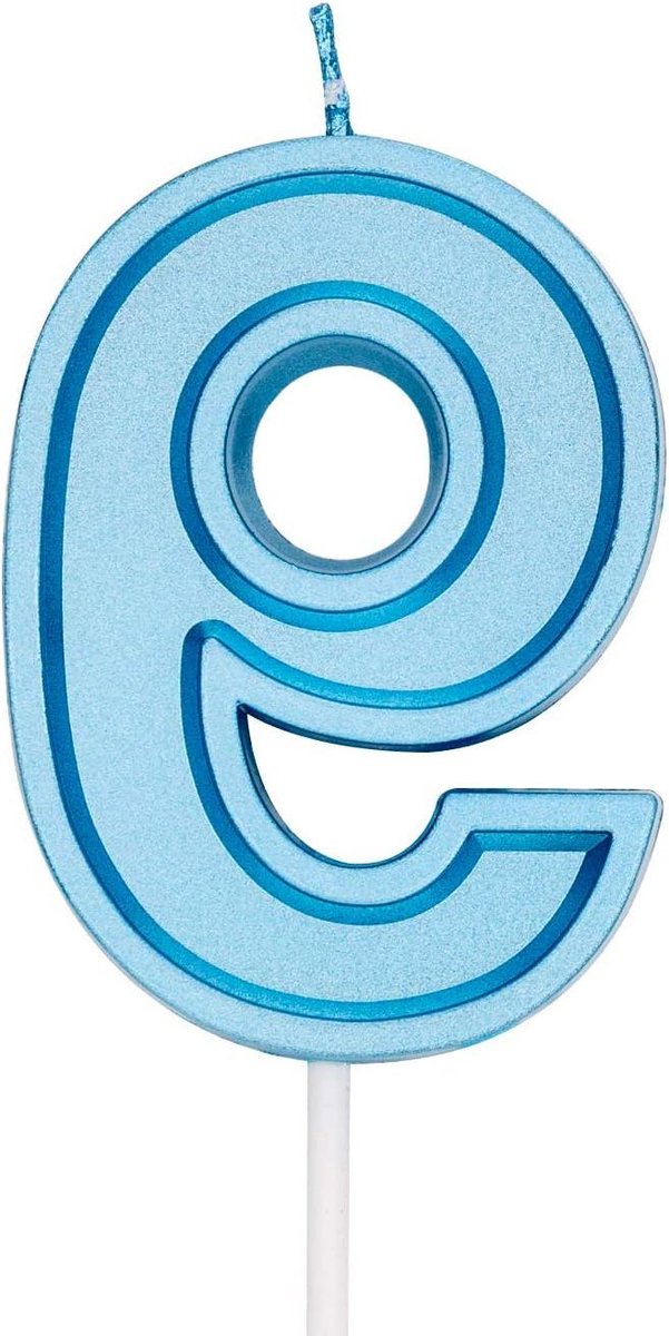 JHubers Goods - Blauwe Verjaardag Cakekaarsen Cijferkaarsen Decoratie Feest Volwassenen - Nummer 9 - Verjaardagskaars Caketopper