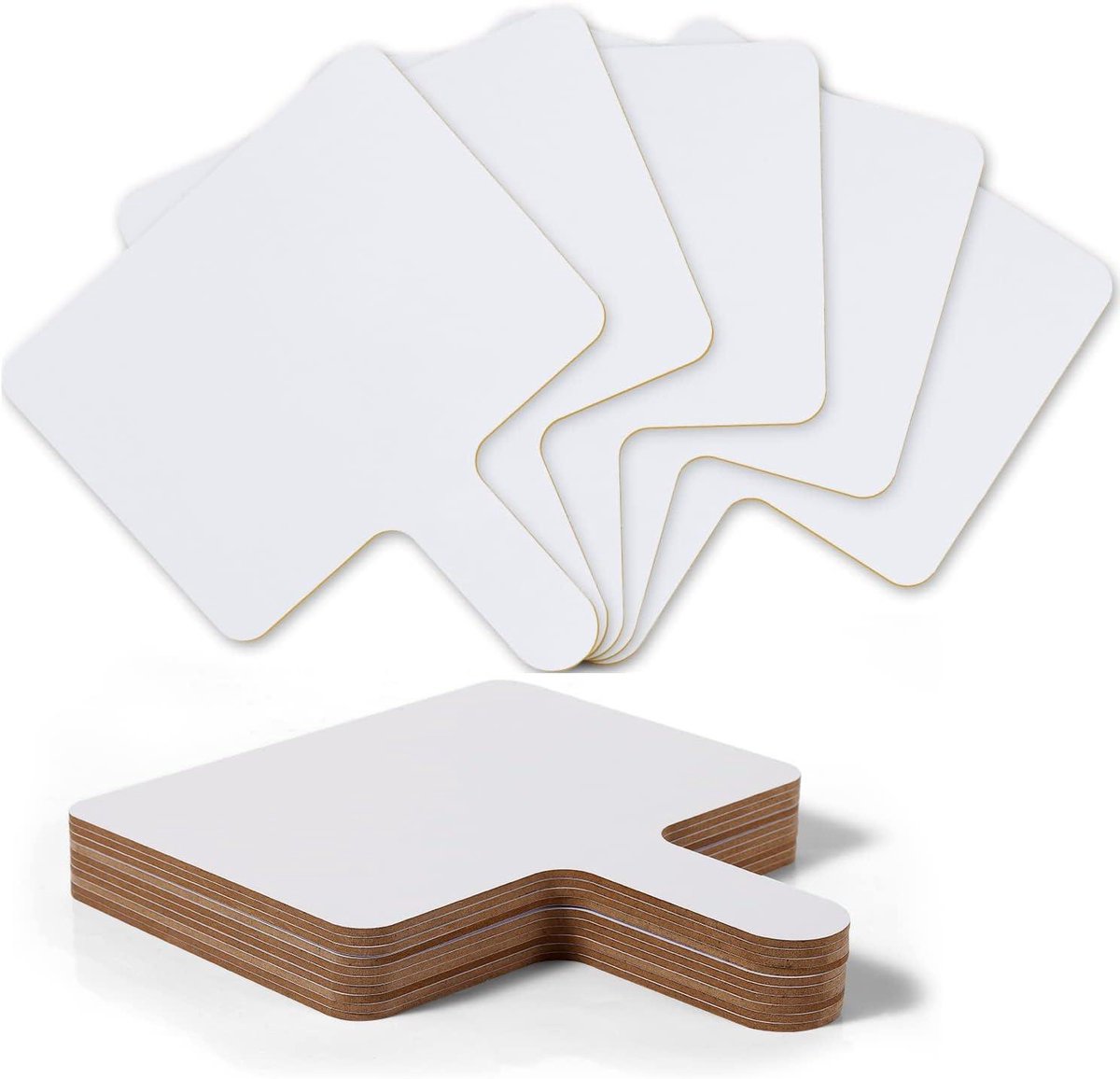 JHubers Goods - Droog afwisbare antwoordpeddel, handig van hout, dubbelzijdig whiteboard - 10 stuks - Ideaal voor klaslokaal, kantoorbijeenkomsten, familiefeesten