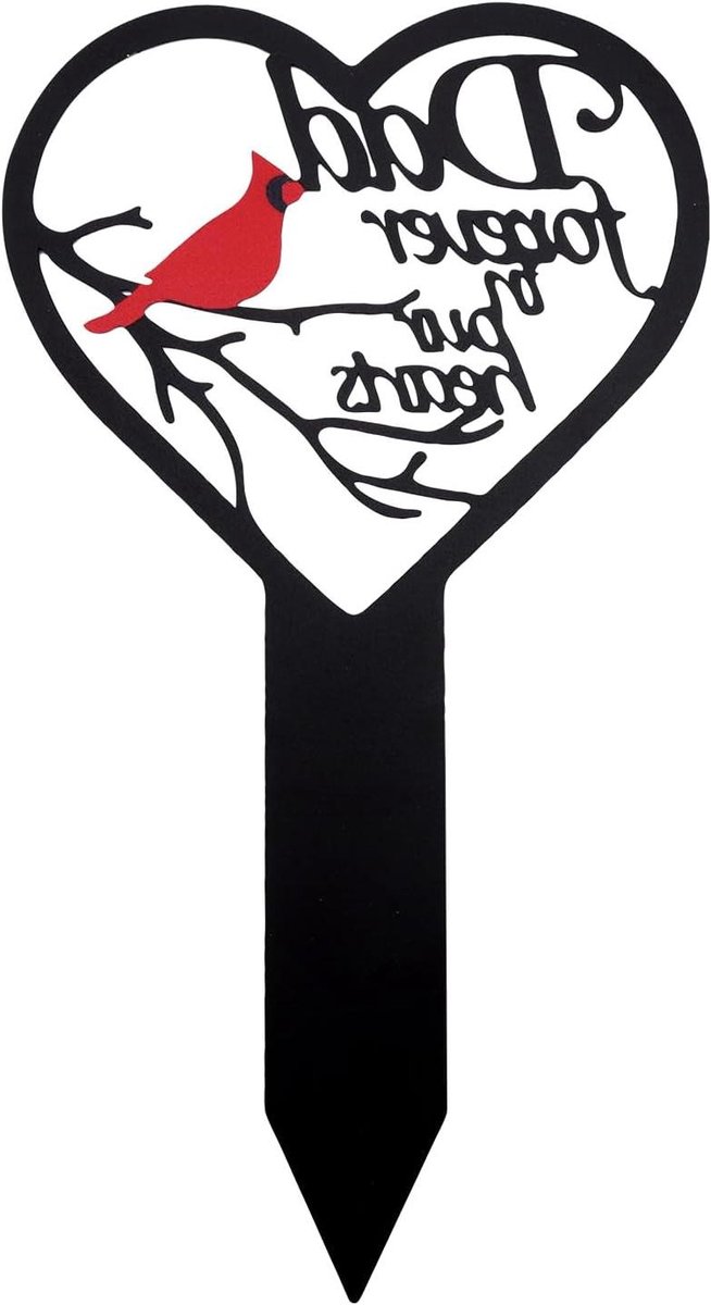 JHubers Goods - Gedenkteken Vader - Hart van Kardinaal Grafdecoraties Medeleven Metaal Grafpaal - Buiten Tuin