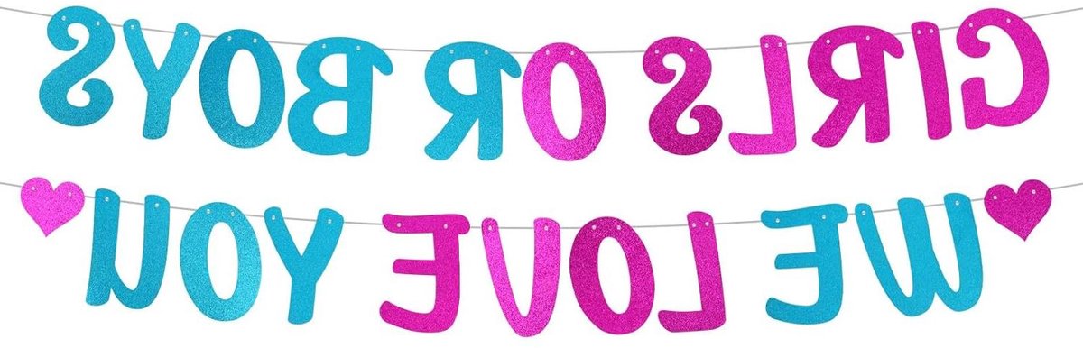 JHubers Goods - Geslachtsonthullingsbanner voor Babyshower - Meisjes of Jongens Decoratie - Zwangerschapsaankondiging - Glitterachtergrond - Feestdecoratie