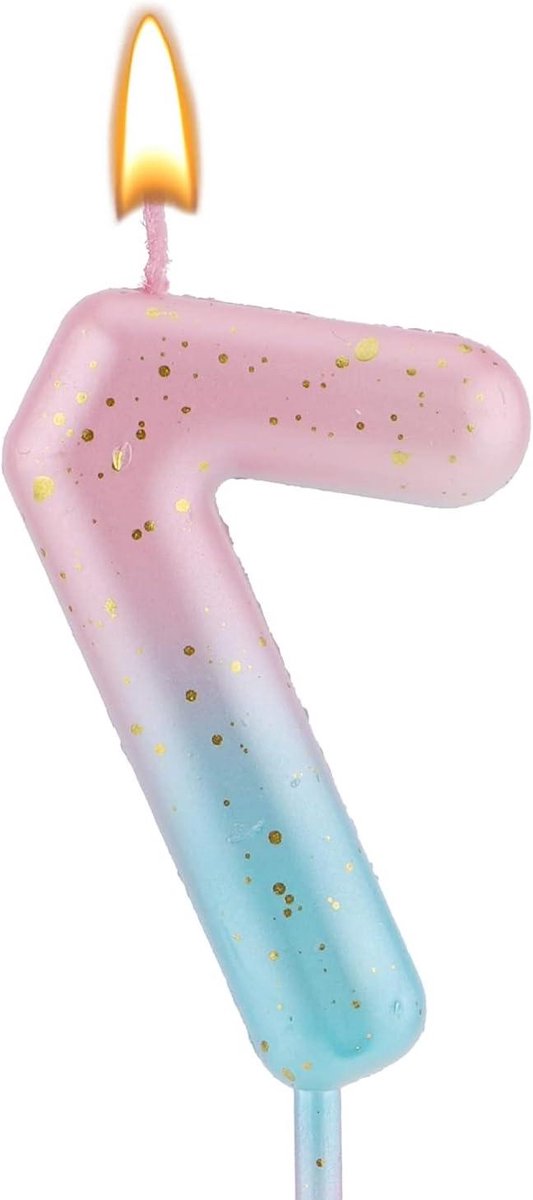 JHubers Goods - Gradiënt Nummer Letter Kaars, Roze Blauw Verjaardagskaarsen voor Taart - Decoratie Verjaardag Feesten - Jubileum -