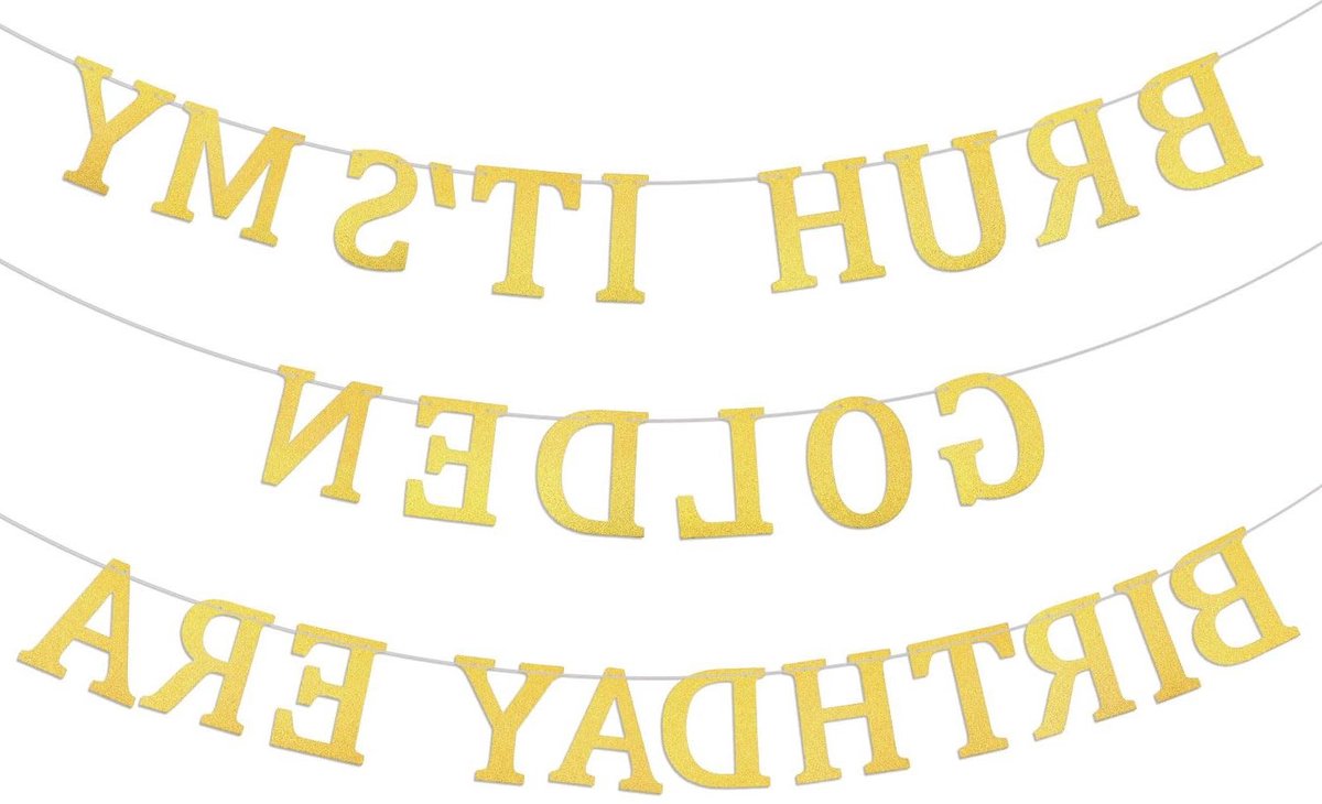 JHubers Goods - Hangende Glitter Gouden Happy Birthday Banner - Feestdecoratie voor Gouden Verjaardag - Vrouwen Mannen Meisjes Jongens Viering