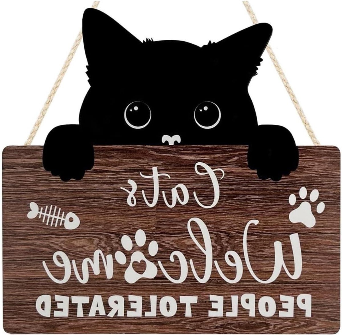 JHubers Goods - Houten Kat Welkom Bord voor Thuisdecoratie met Grappig Kat Citaat