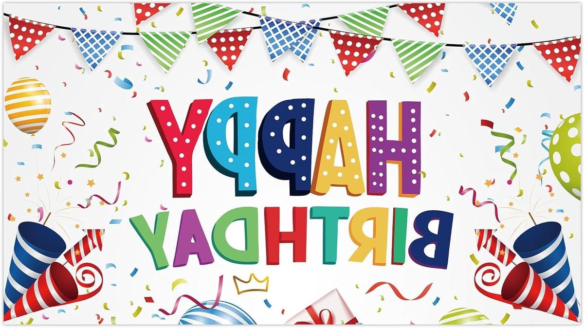 JHubers Goods - Kleurrijke Gelukkige Verjaardag Achtergrondbanner voor Babyshower en Feestje - Binnen en Buitendecoratie met Ballonbanner op Witte Achtergrond