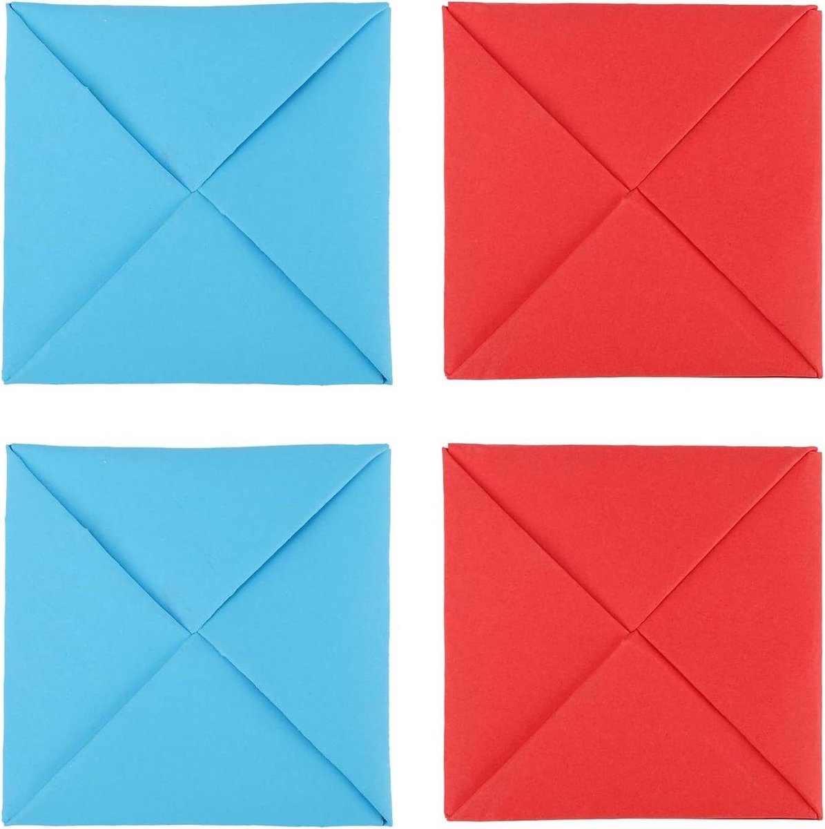 JHubers Goods - Koreaans Traditioneel Kartonnen Tikspel Set - 4 stuks - Blauw & Rood - Rollenspellen & Feestspellen met Vrienden - Inclusief Stevig Papieren Flip-Spel