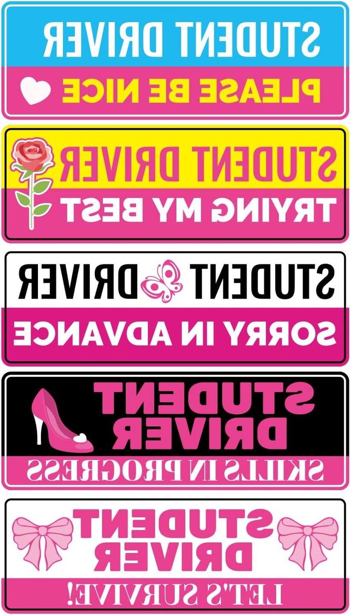 JHubers Goods - Magneet Scholierenchauffeurs Roze, Reflecterende Bumpersticker Auto - Veiligheidswaarschuwing