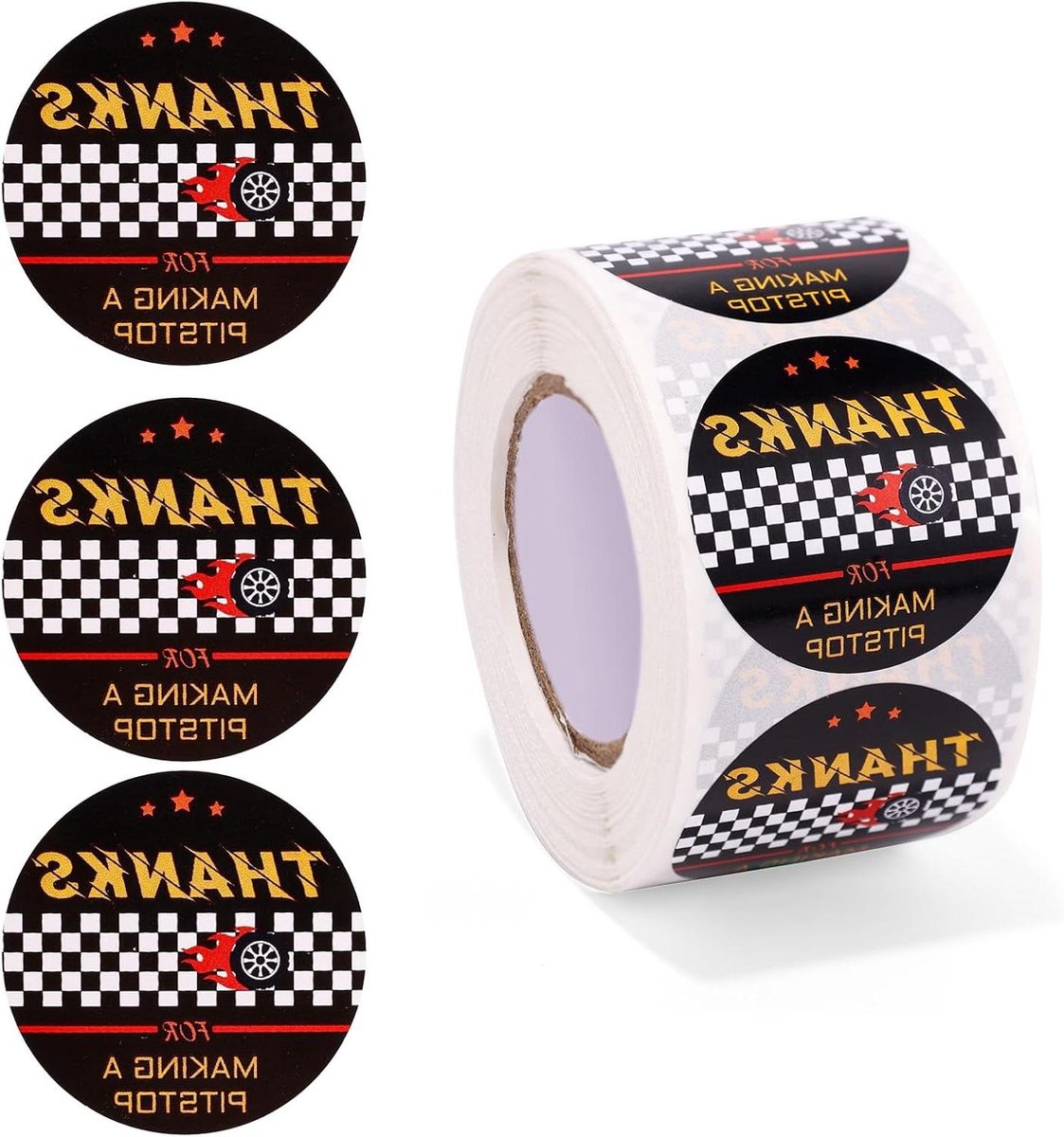 JHubers Goods - Raceauto Stickers Voor Verjaardagsfeestjes - Set van 500 stuks - Ø3,8cm - Papieren Auto Bedankstickers - Knutsel en Decoratie - Thema Feesten Decoratiebenodigdheden