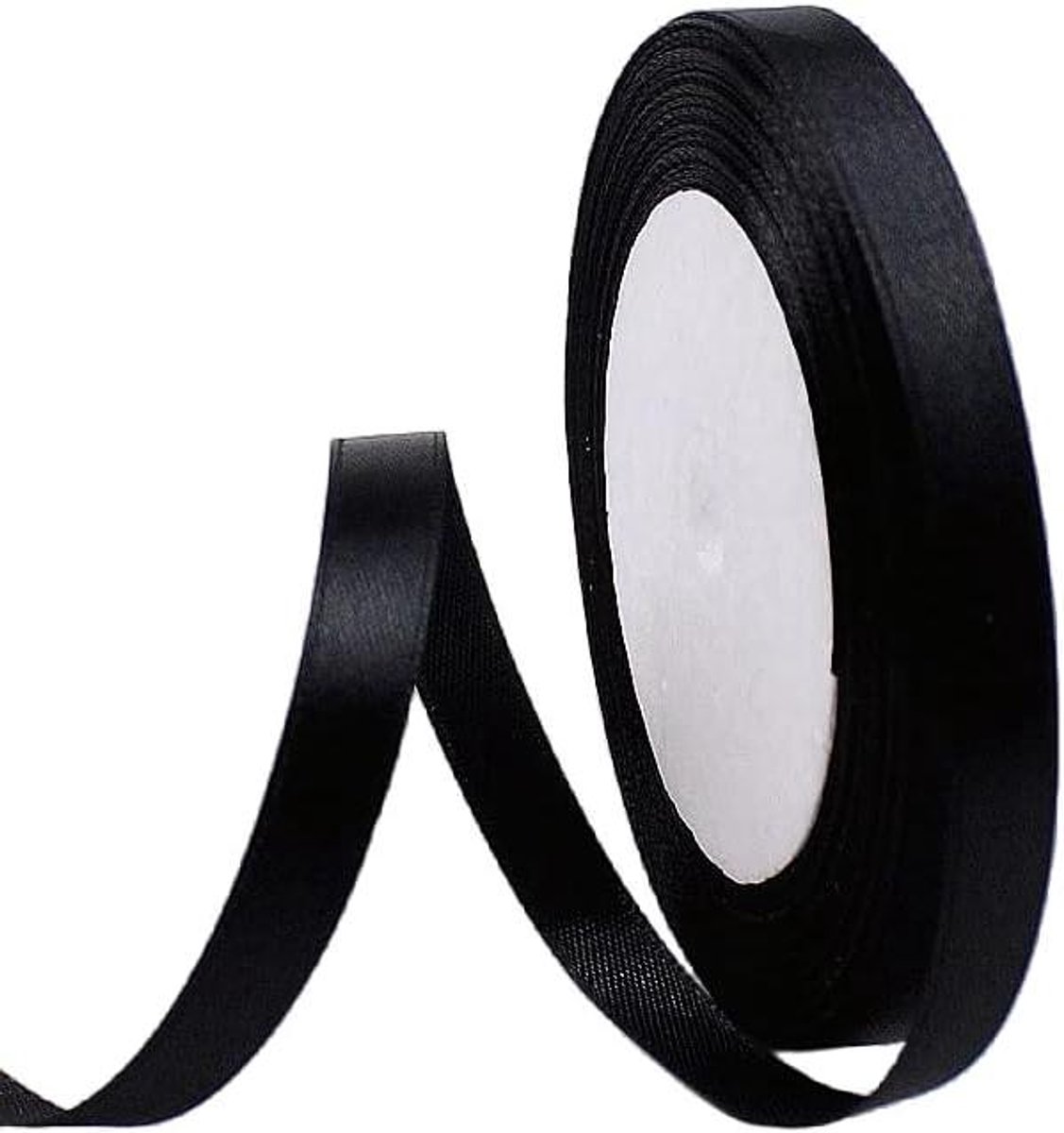 JHubers Goods - Satijnen Lint Zwart 10mm - 22 Meter Lang - Decoratie en Cadeaulint - Autolint - Zijden en Satijn Linten - Bruiloft, Feest en Verjaardag - Valentijn Party -