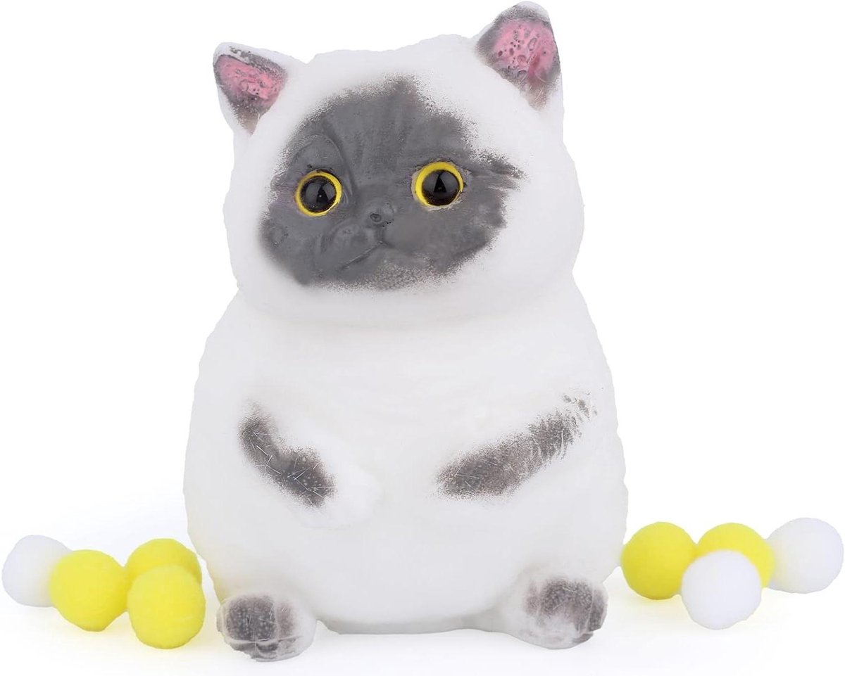 JHubers Goods - Schattig Knijpkatten speelgoed voor kalmerende stressverlichting met grijze zachte kat - leuk sensorisch speelgoed voor kinderen en volwassenen - feestgunsten toegevoegd