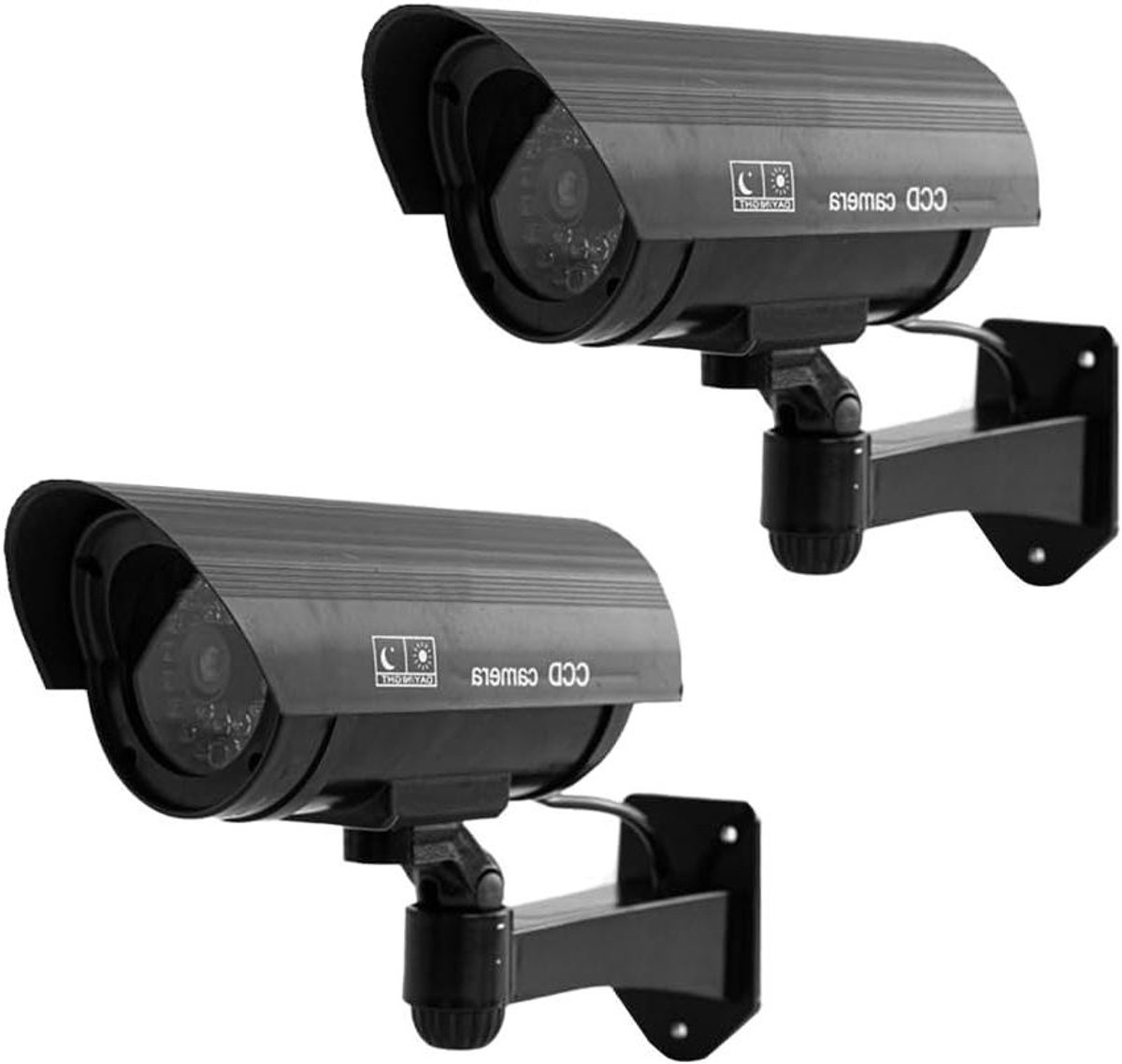 JHubers Goods - Simulatiecamera - Waterdichte beveiligingscameras met rode led (zwart, 2 stuks)