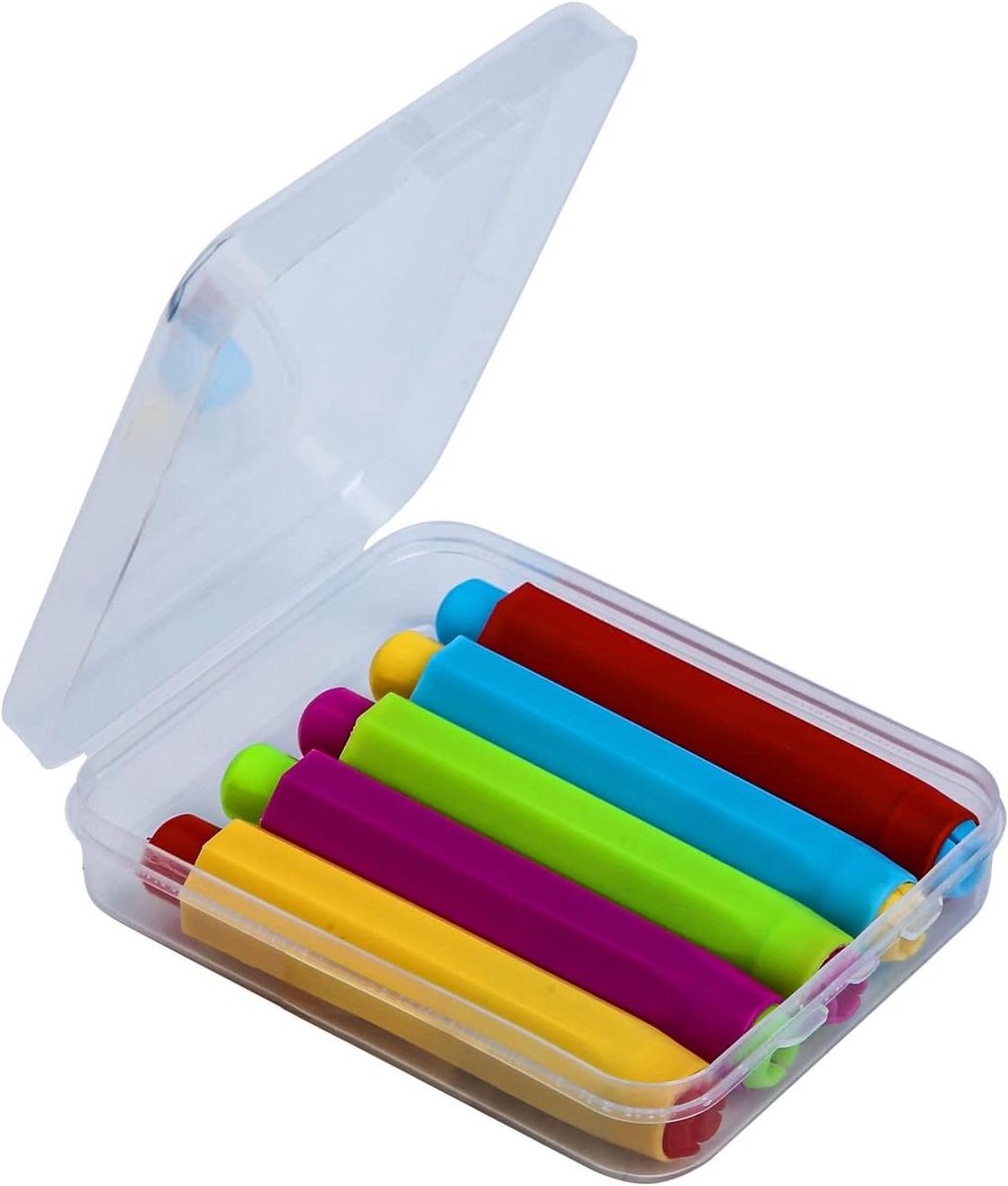JHubers Goods - Stuks Krijthouders met Harde Opbergkoffer voor Leraren en Studenten - Rood Roze Blauw Geel Groen - Krijt Niet Inbegrepen