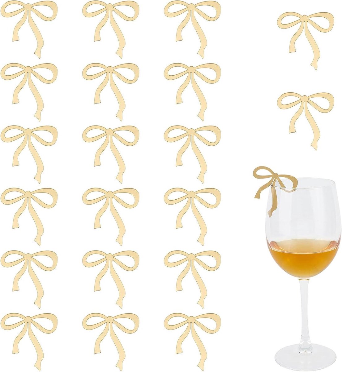 JHubers Goods - Viering Accessoires - 20 stuks Gouden Spiegel Boog Naamlabel voor Drank, Bruiloft Decoratie