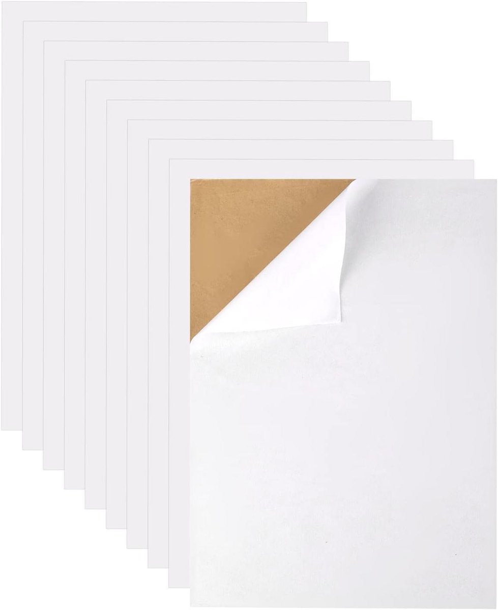 JHubers Goods - Vilten Vellen 10 stuks, 30x21cm, Zelfklevend, Fluwelen Stof, Stijf Vilt, Achterkant met Lijm, Juwelendoos, DIY Ambachten, Wit