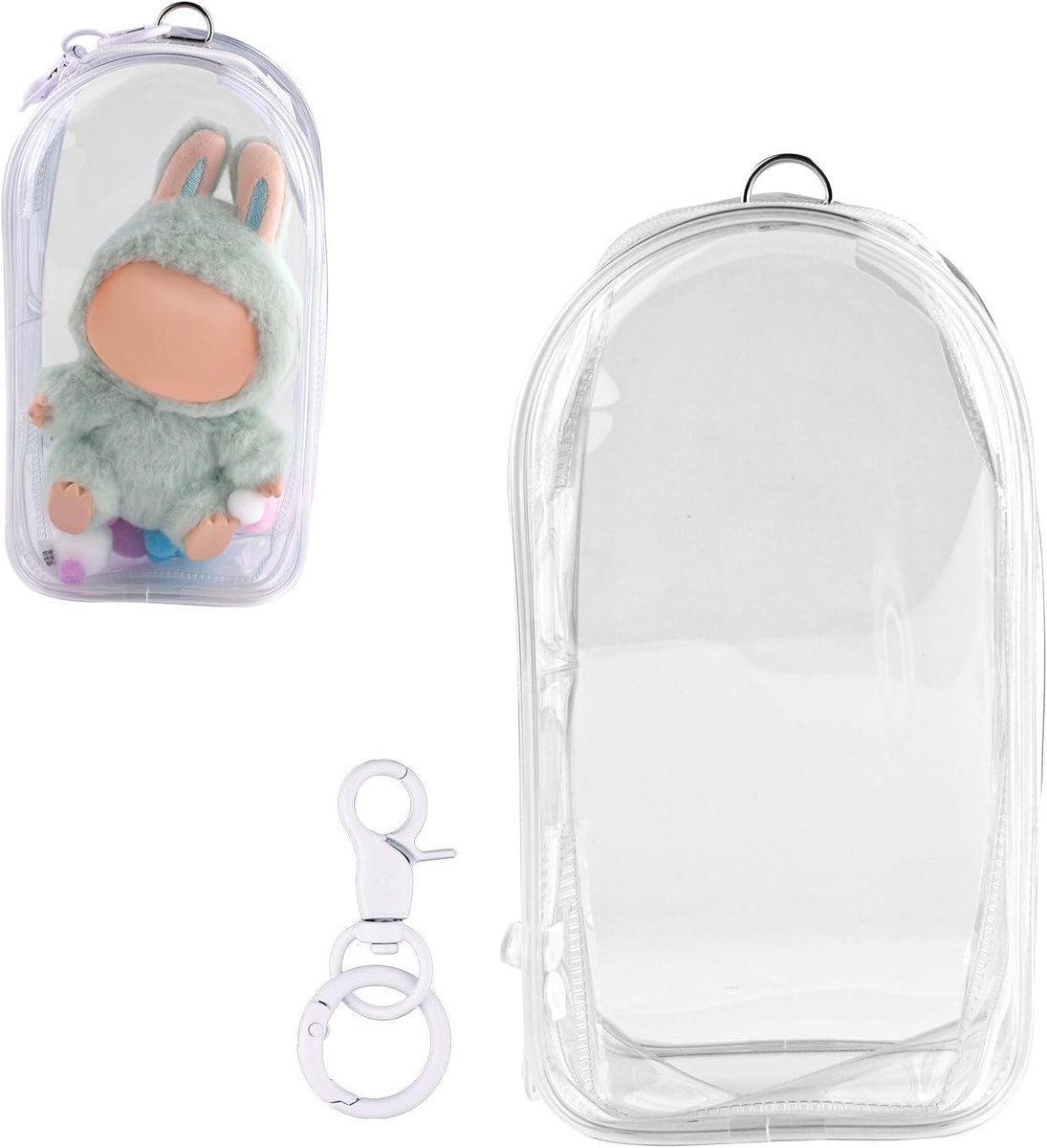 JHubers Goods - Waterdichte Transparante Poppen Beschermhoes 19,5x10,5cm PVC-Materiaal, Pompons, Displaydoos