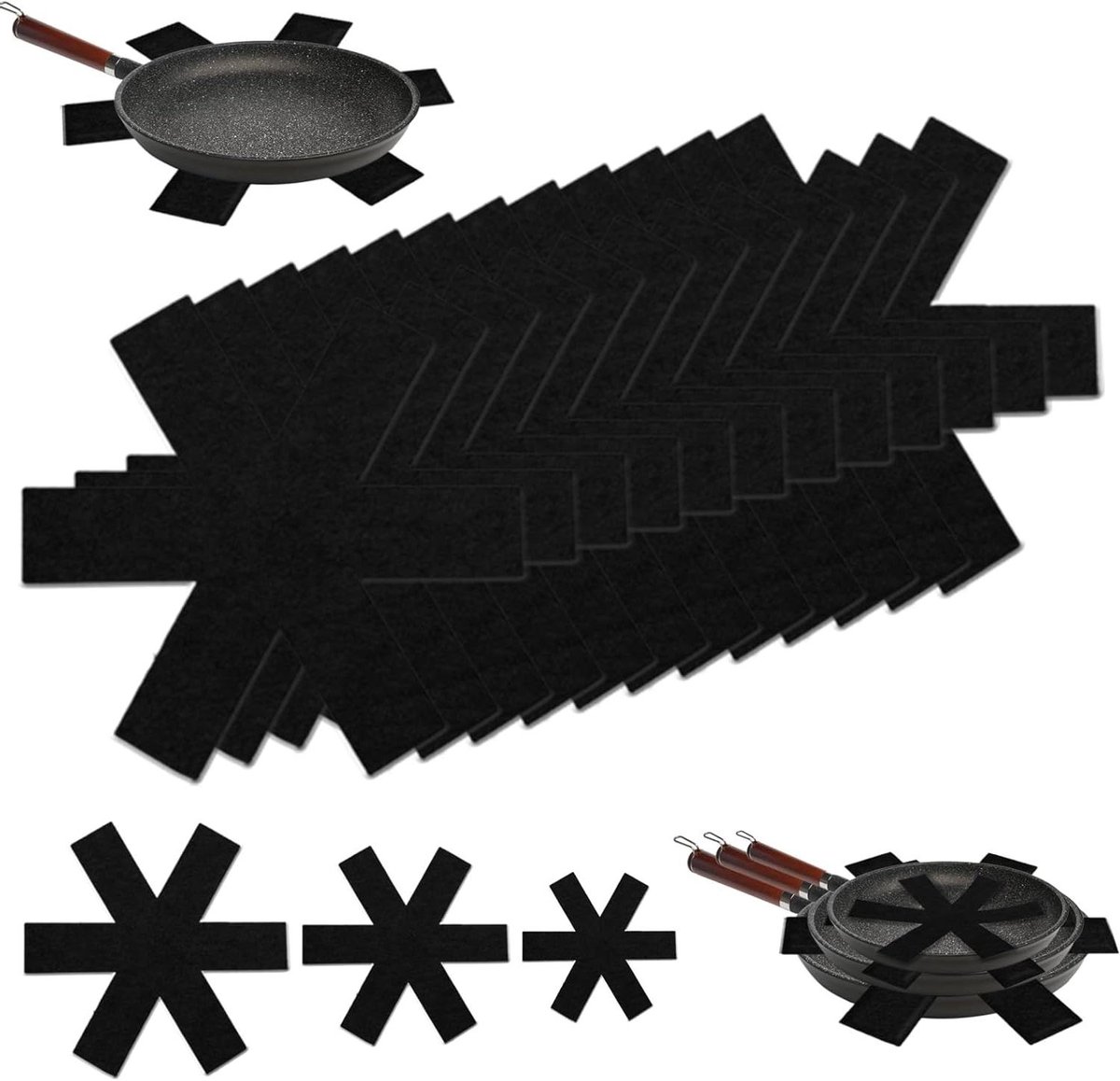 Jhubers Goods -   Pannenbescherming Set van 12 Stuks - Diverse Maten - Bescherming Tegen Krassen