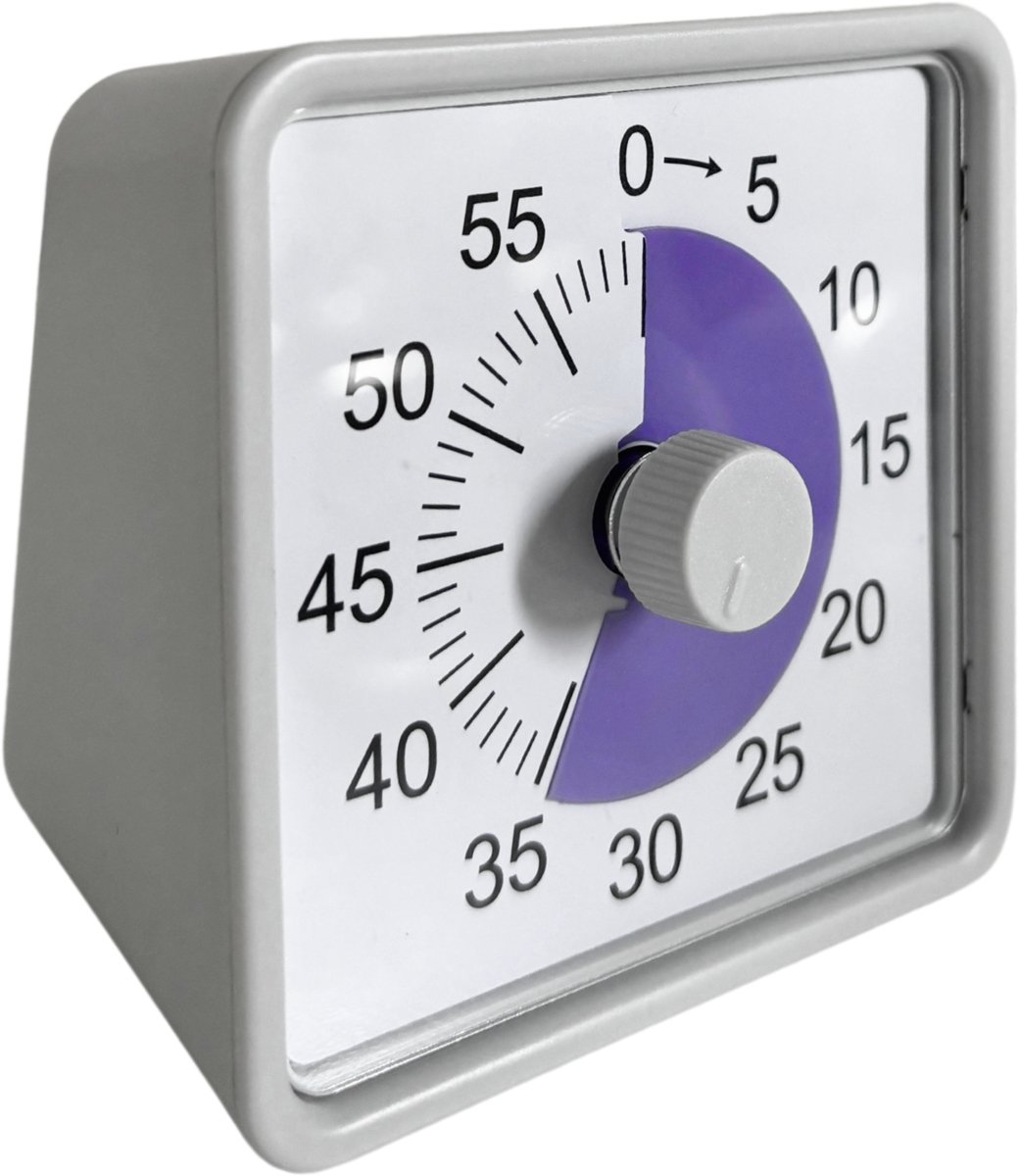   ® - Aftelklok - 60 minuten - Zonder Tik - Grijs