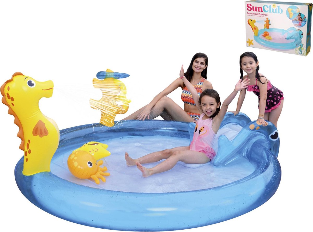 Kinderzwembad met Glijbaan 198x175x40cm - Blauw