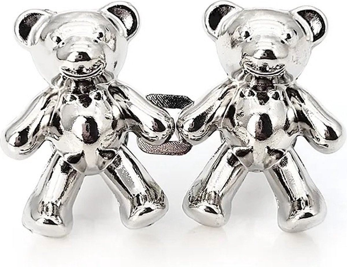   ® - Jeans Button Pins - Spijkerbroek knoop - Spijkerbroek Verkleinen - 2 stuks - Bear Button - Zilver