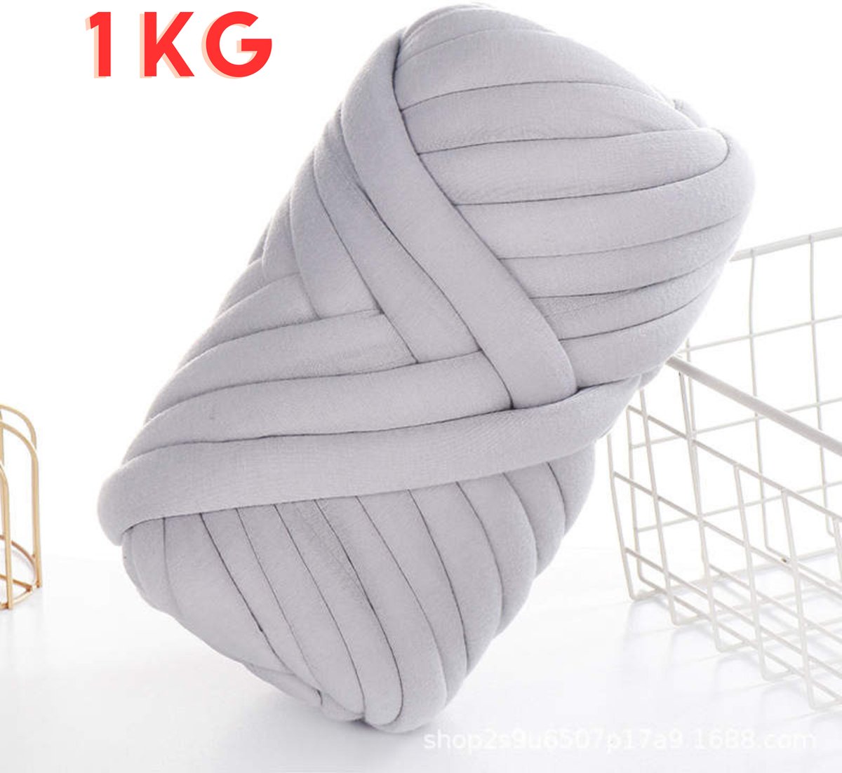 Jinius® - Chunky Wol - Chunky Wool - Chunky Yarn - Chunky Garen - Licht Grijs - 1KG - 1 Kilogram - 2,5 cm Dikte - Handbreien - Garen - Wol
