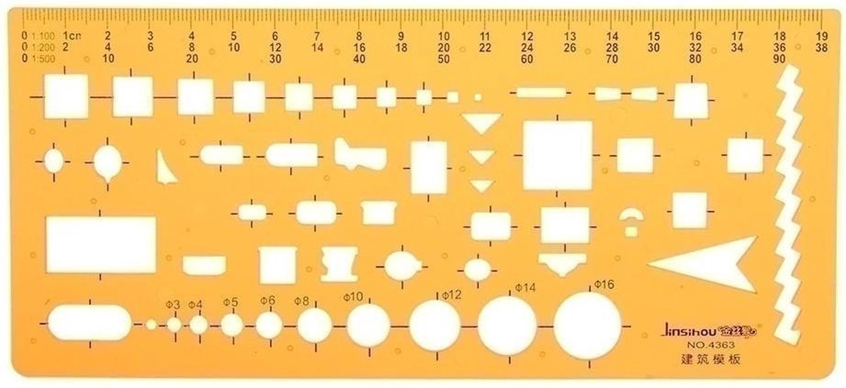 Architecten ontwerpsjabloon - Tekenhulpmiddel voor Architecten soft plastic – Template Architect combisjabloon