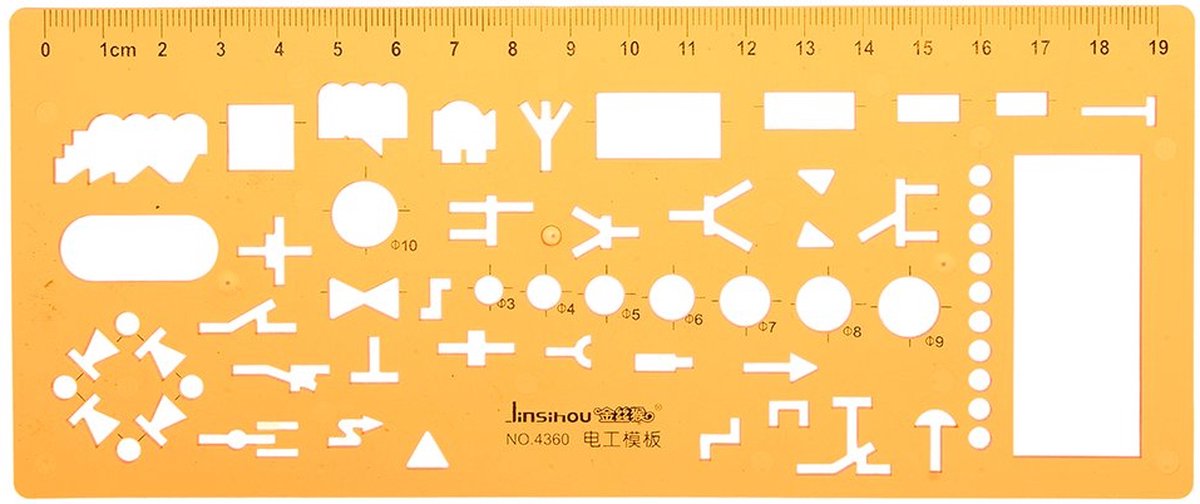 Sjabloon Electrotechniek - Symbolen voor fysieke elektrische circuits tekenhulpmiddel – Template elektricien combisjabloon