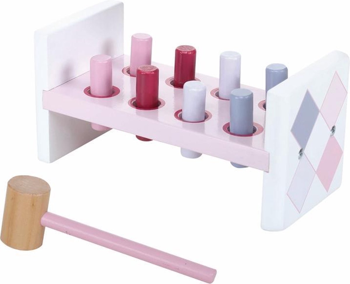 Jipy Houten Hamerbank + 8 Pennen Roze