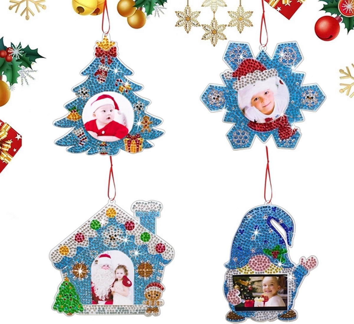 Diamond Painting Kersthanger fotolijstjes set 003 (4 stuks)