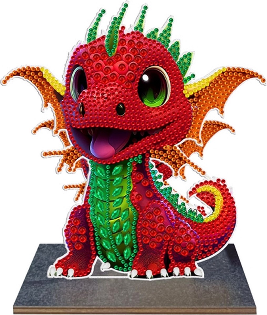 Diamond Painting Staand ornament hout draakje (20cm)