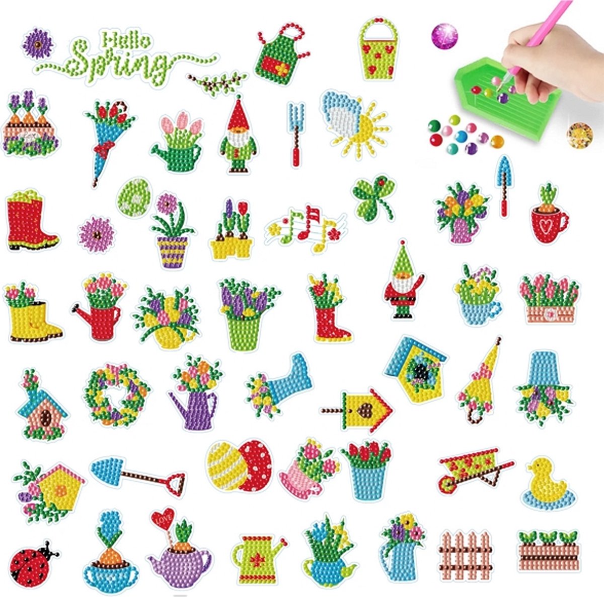 Diamond Painting Sticker set Lente (52 stuks)