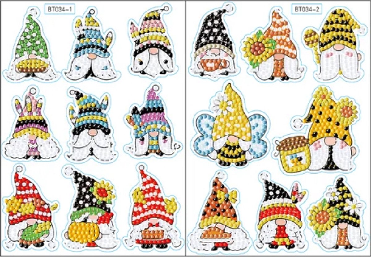 Diamond Painting Sticker set kabouters (17 stuks)