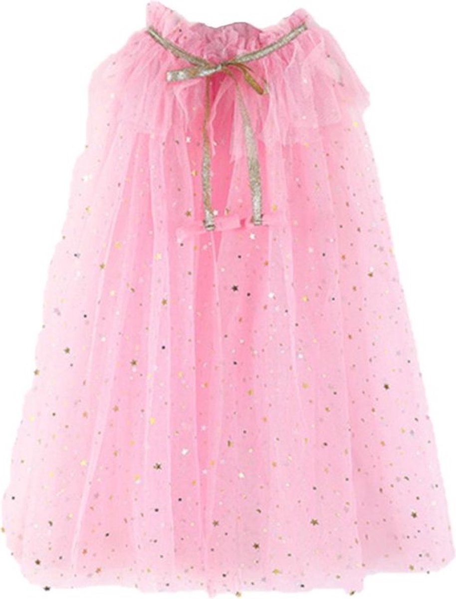 Jobber Toys - Prinses cape - Kleur roze - Tule Stof - Prinsessenjurk - Prinsessen cape - Princes verkleedoutfit