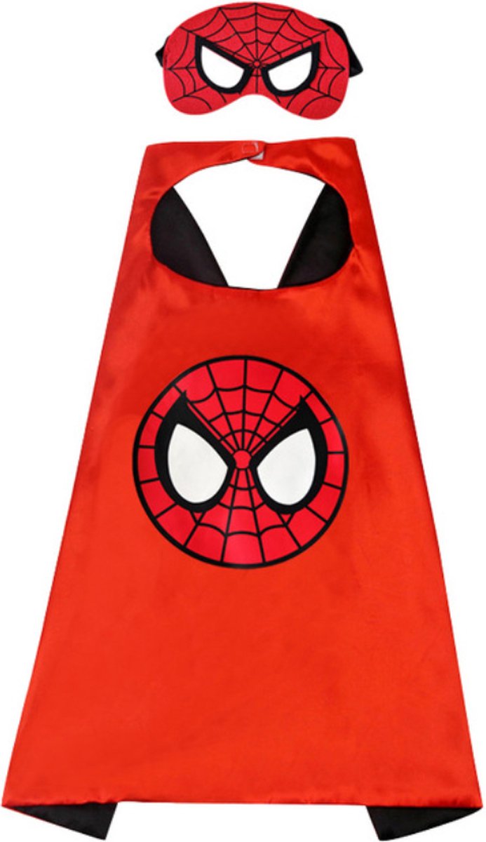Spiderman cape + masker - Kleur rood /zwart Superheld cape en masker - Superheld cape en masker - Kinderen verkleedkleding- Superheld verkleedoutfit - Superheld thema – Spiderman – Spinnenheld