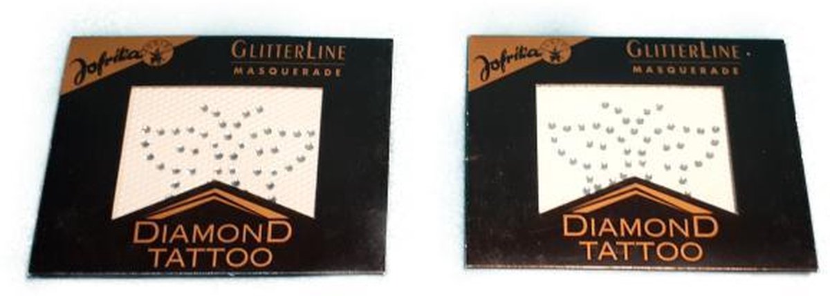 Diamond Tattoo - Glitterline - Vlinder - Afmeting 6 x 4 cm - Voordeelset van 2 stuks