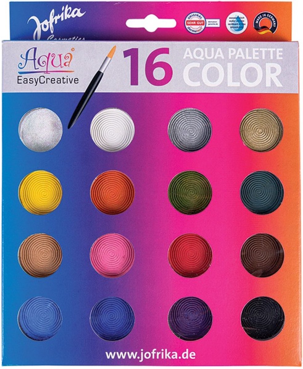 Jofrika Aqua Schminkpalette 15x6 gram Schmink + 1 gram Glitter Poeder