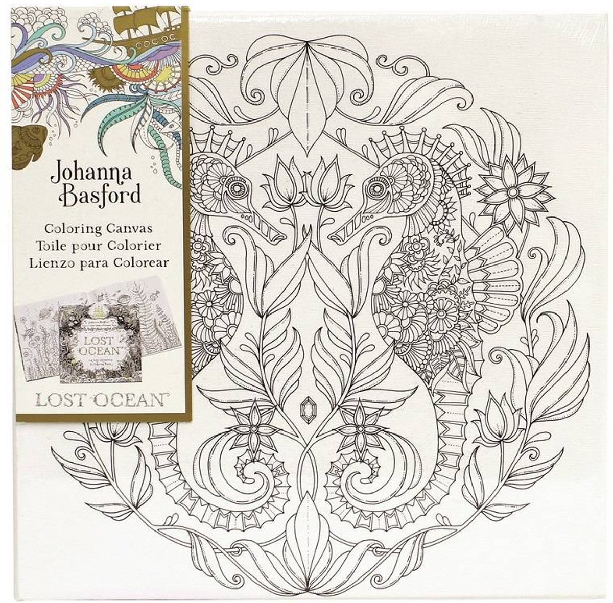 Johanna basford Bedrukt canvas 30x30 zeepaardjes