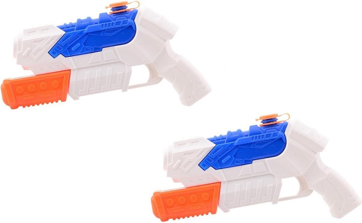 2x Waterpistool/waterpistolen wit/blauw 27 cm
