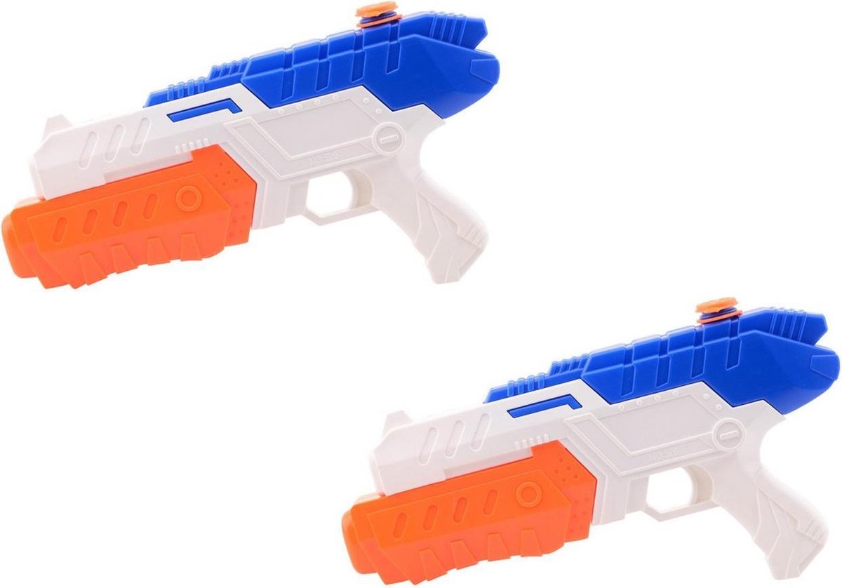 2x Waterpistool/waterpistolen wit/blauw 32 cm
