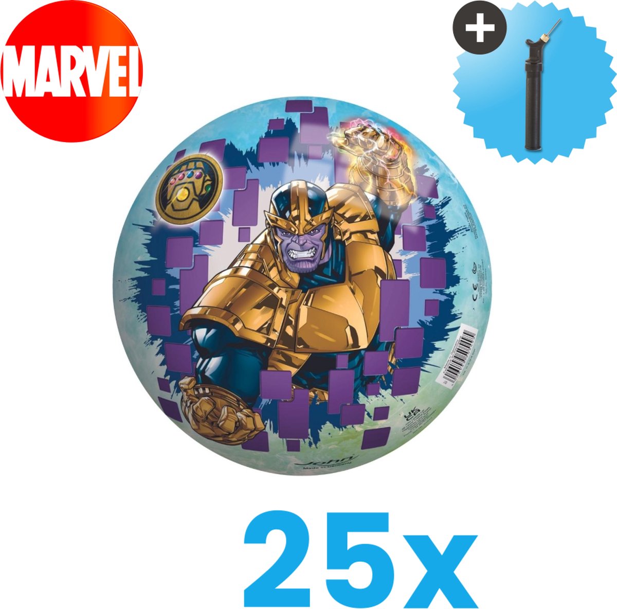 Marvel Avengers Lichtgewicht Speelgoed Bal - Kinderbal - 23 cm - Volumebundel 25 stuks - Inclusief Balpomp