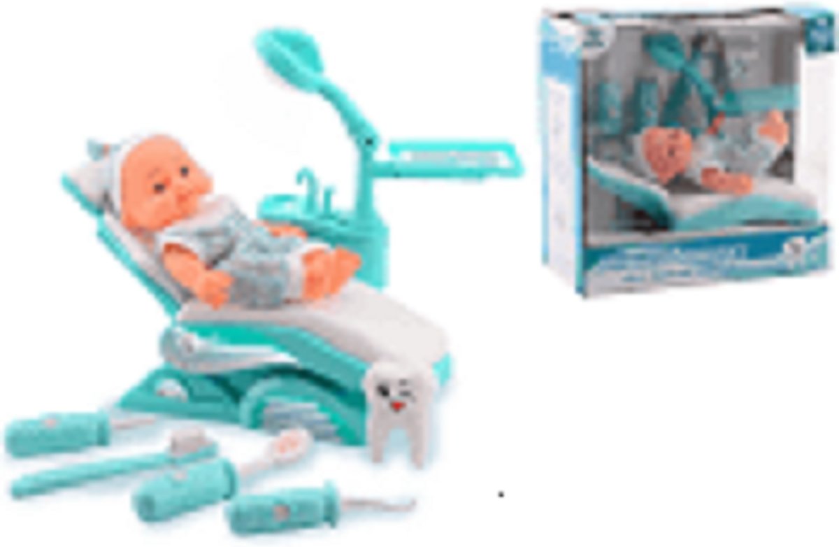 Tandarts speelset in doos met pop en stoel
