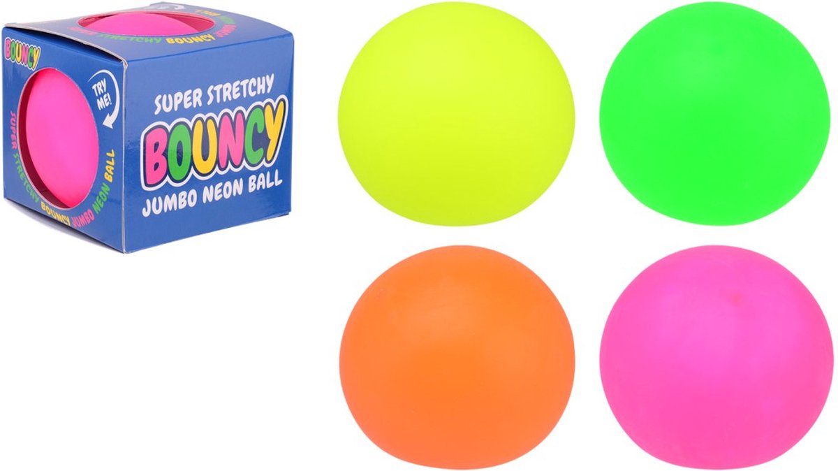 Johntoy John Toy Neon bouncy bal 10 cm in doos (1 stuk) assorti