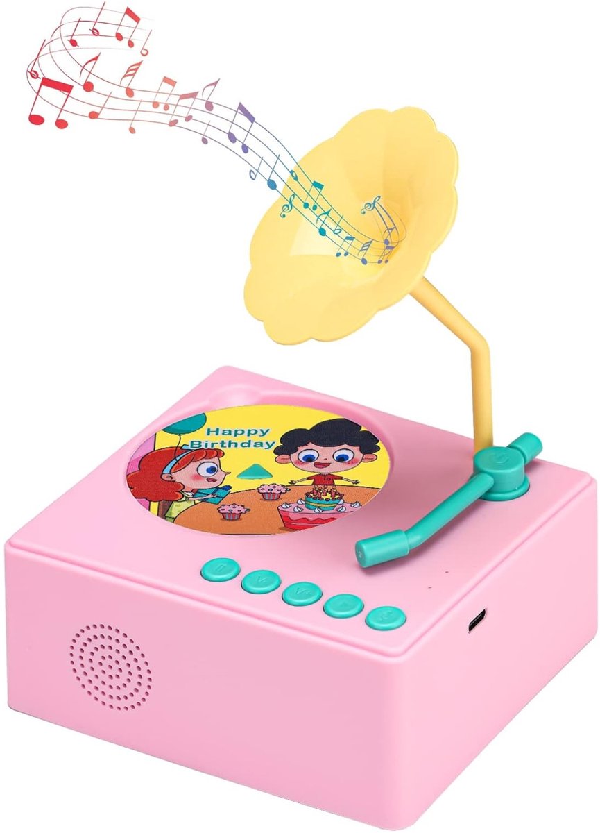 Jojoy - Interactief Muziek Speelgoed - 96 Liedjes & Verhalen - 8 DIY Platen - Vanaf 3 Jaar - Roze - JOMELODI