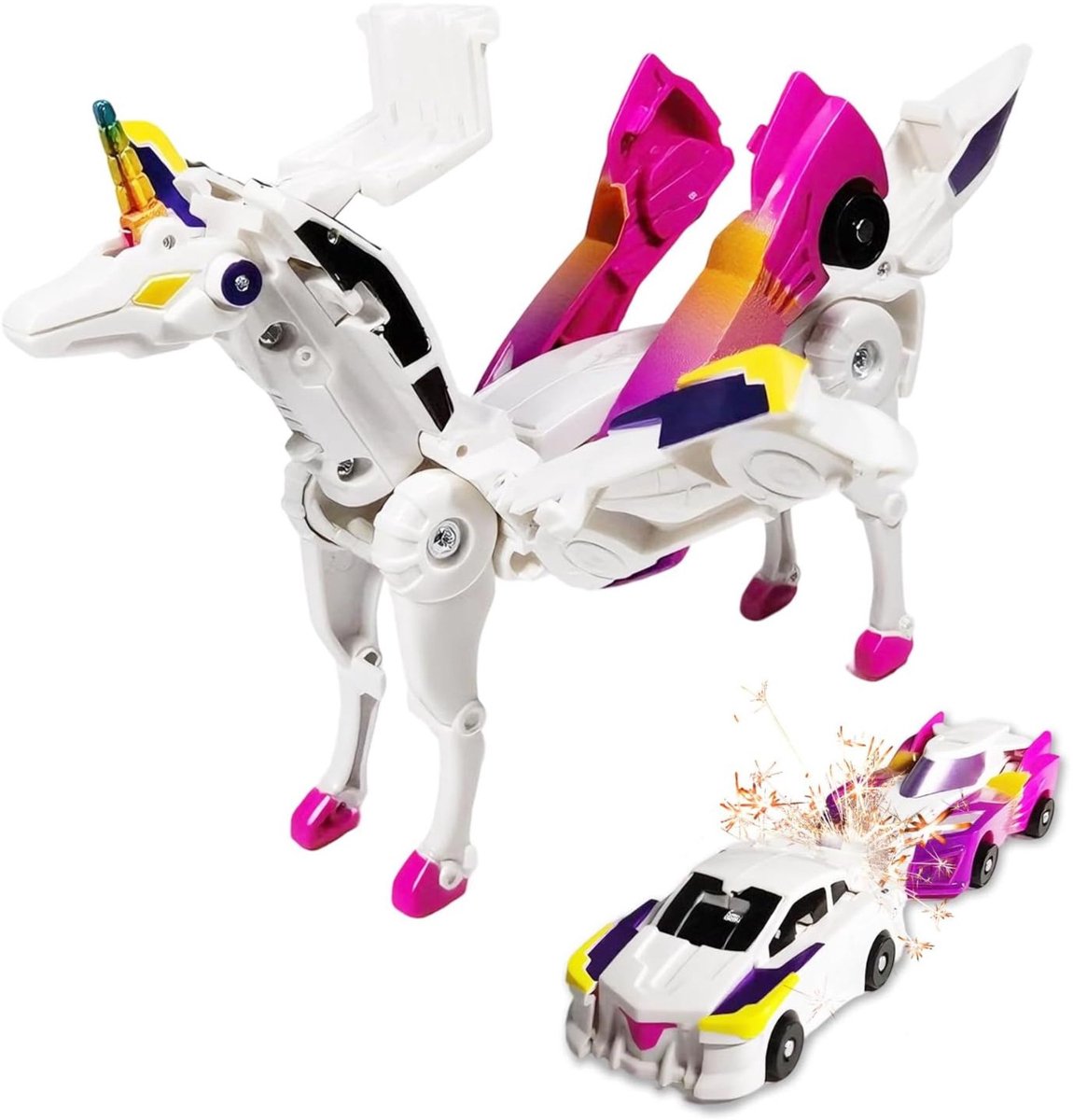 Jojoy - Magnetisch Dinosaurus Auto Speelgoed - 2-in-1 Transformerende Dino Auto - Speelgoed Voor Kinderen 5-14 Jaar - Jongens en Meisjes - Educatief Speelgoed - Cadeau - Roze - ROARWHEEL