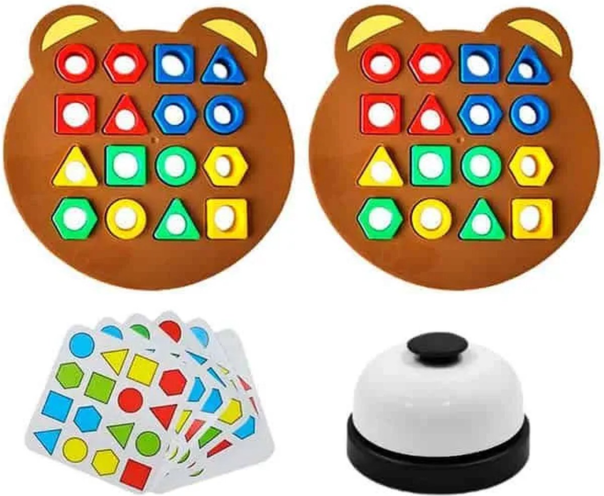 Jojoy - Montessori Bordspel - Kleurenspel - Vormenspel - Montessori Speelgoed - Educatief Speelgoed - Educatief Spel - 2 Speelborden Inclusief Bel - TEDDY