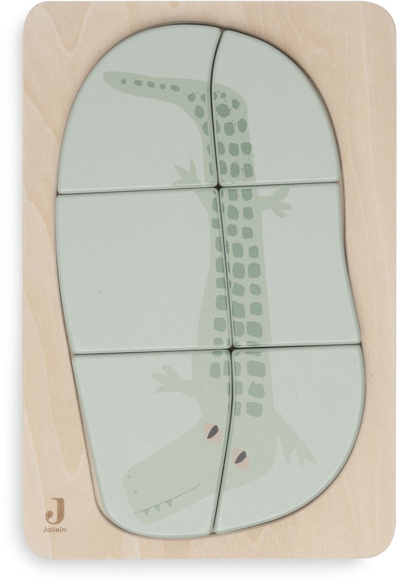Jollein - Houten Puzzel - Jungle Jambo - Croco - Houten Speelgoed - Krokodil - 100% FSC