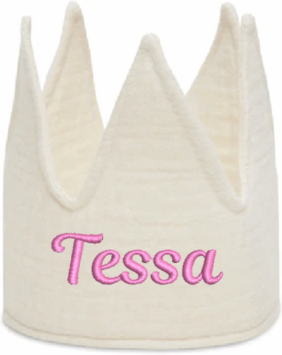 Jollein verjaardagskroon Ivory met geborduurde naam
