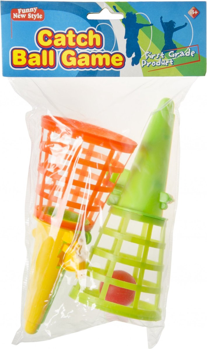 Summer Fun - Vangbalspel 19 cm 3 delig - Click & Catch Ball Game