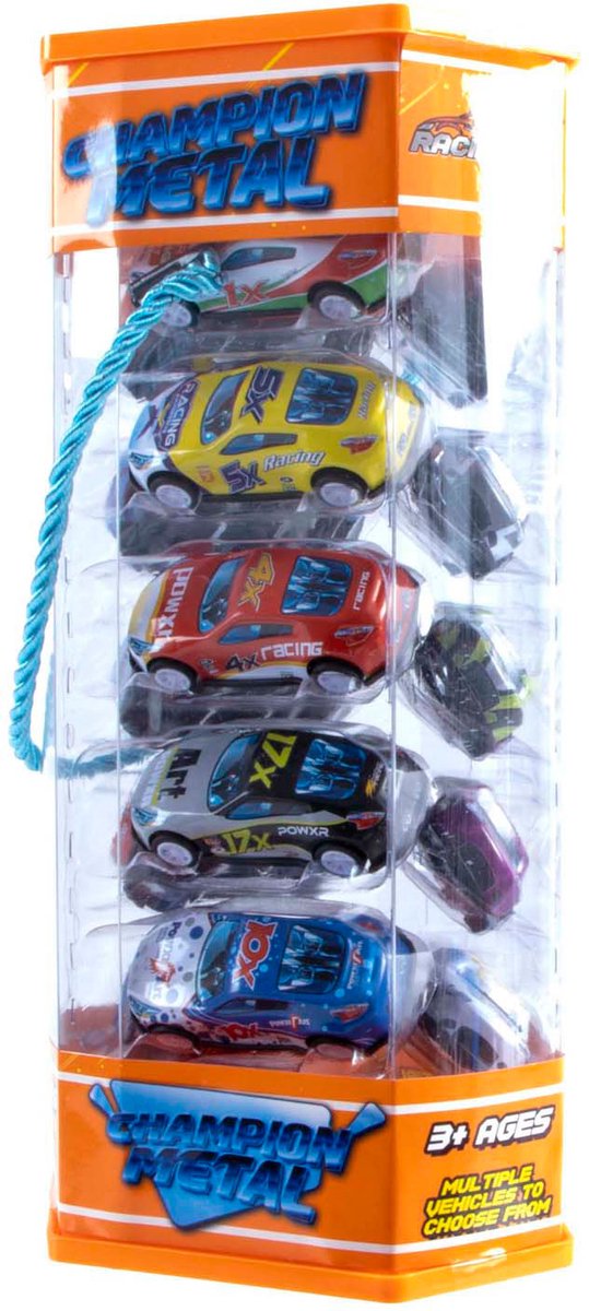 Metalen Pull Back Autos in Opbergtoren, 15 autos