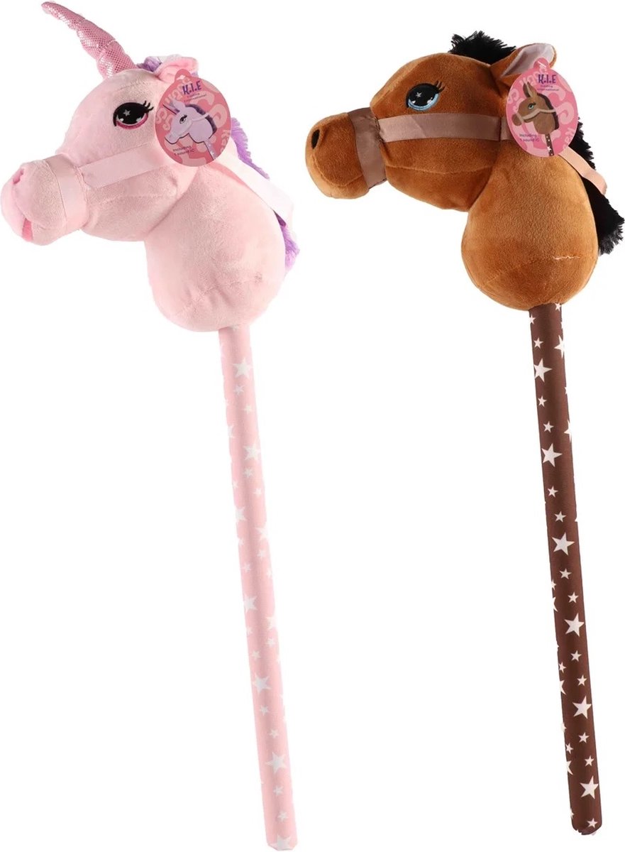 Pluchen stokpaardje 68 cm met geluid