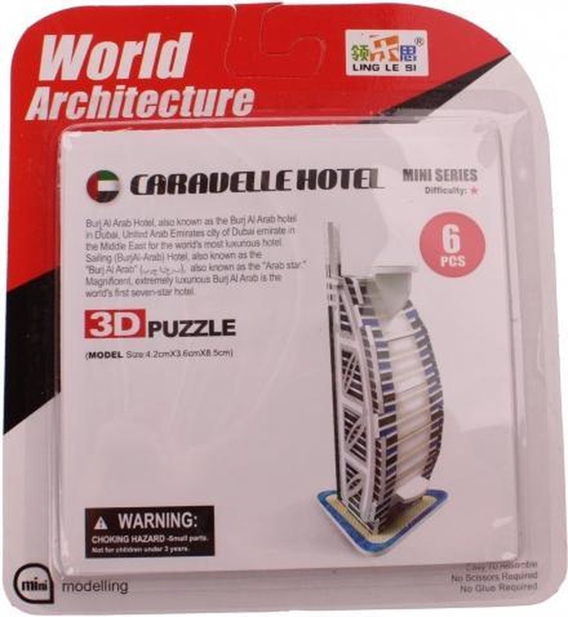 3D-Puzzel Caravelle Hotel klein 6-delig wit