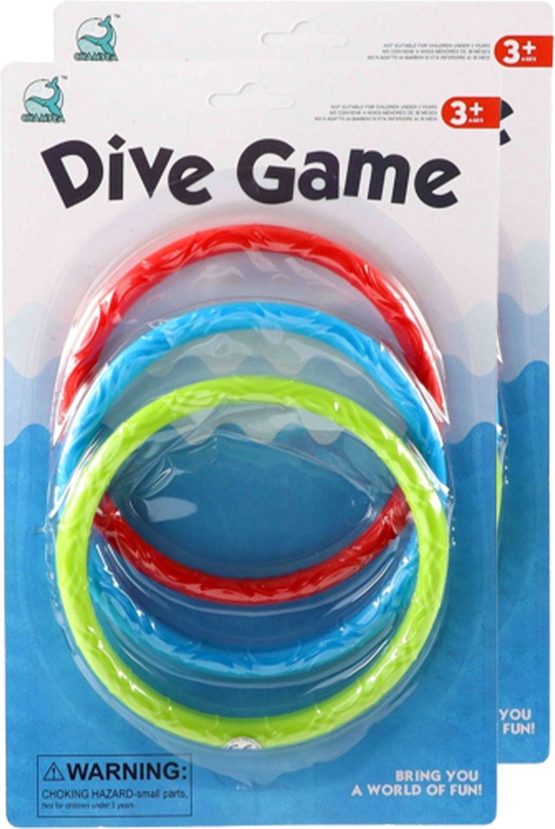 Gekleurde duikringen - 6x stuks - rood/blauw/groen - kunststof